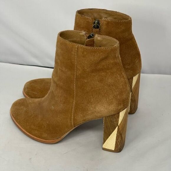 Matisse Women's Metric Faun Brown Suede Booties Color Block High Heel Zip Sz 7 M - Picture 1 of 8